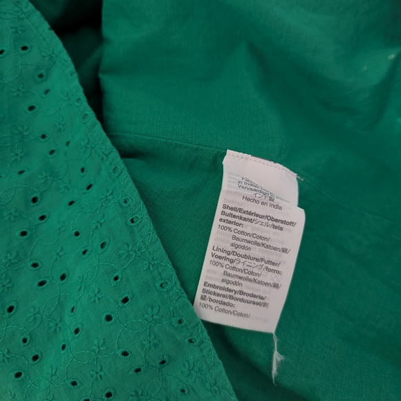J. Crew Mercantile Medium M Green Eyelet Lace Collared Tie Front Button Up Dress - Picture 10 of 10